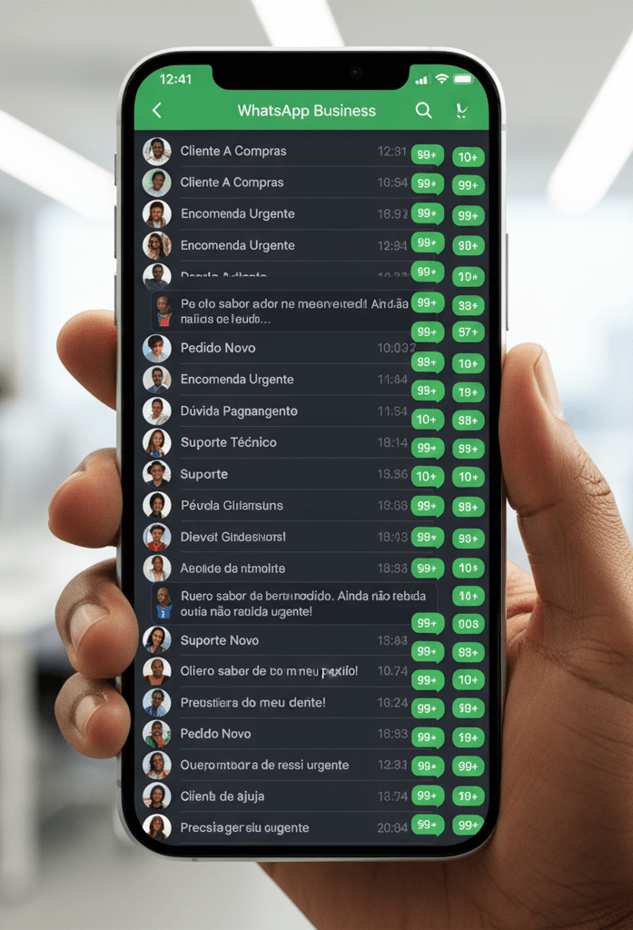 whatsapp caotico com várias mensagens por responder